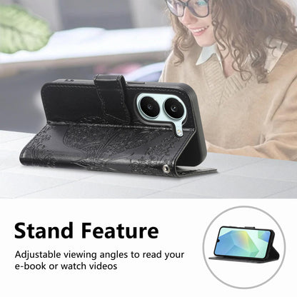 For Honor Play 80 Plus 5G Butterfly Love Flower Embossed Leather Phone Case(Black)