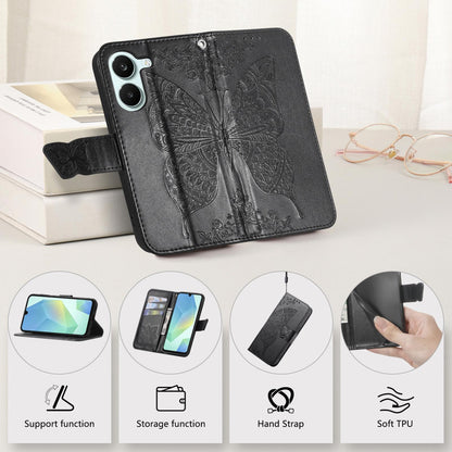 For Honor Play 80 Plus 5G Butterfly Love Flower Embossed Leather Phone Case(Black)