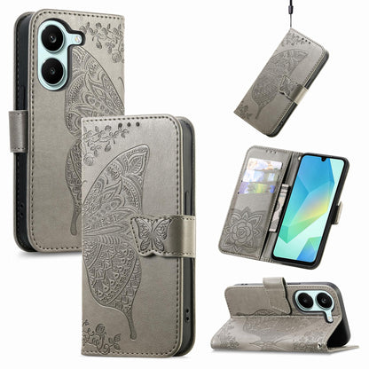 For Honor Play 80 Plus 5G Butterfly Love Flower Embossed Leather Phone Case(Gray)