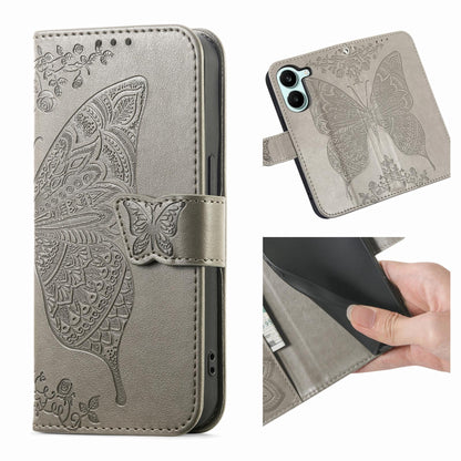For Honor Play 80 Plus 5G Butterfly Love Flower Embossed Leather Phone Case(Gray)