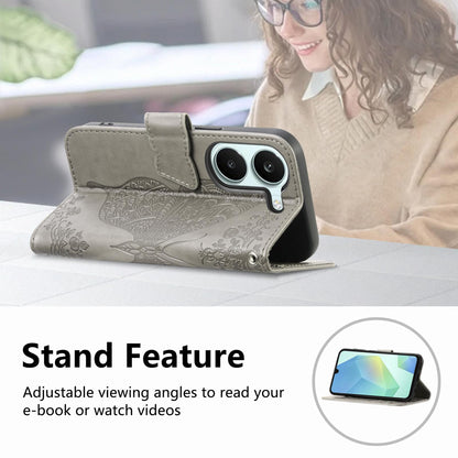 For Honor Play 80 Plus 5G Butterfly Love Flower Embossed Leather Phone Case(Gray)