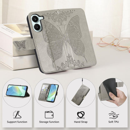 For Honor Play 80 Plus 5G Butterfly Love Flower Embossed Leather Phone Case(Gray)