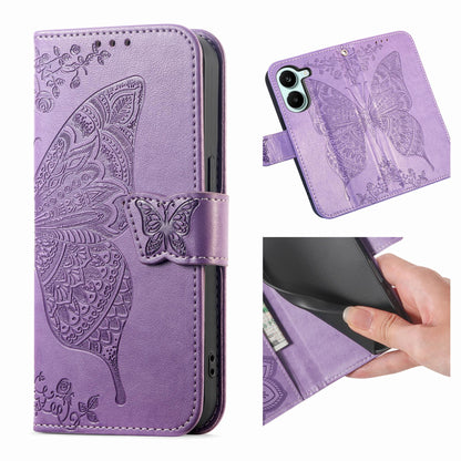 For Honor Play 80 Plus 5G Butterfly Love Flower Embossed Leather Phone Case(Lavender)