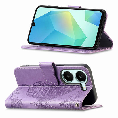 For Honor Play 80 Plus 5G Butterfly Love Flower Embossed Leather Phone Case(Lavender)