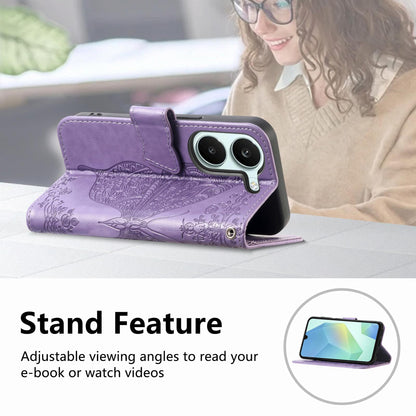 For Honor Play 80 Plus 5G Butterfly Love Flower Embossed Leather Phone Case(Lavender)