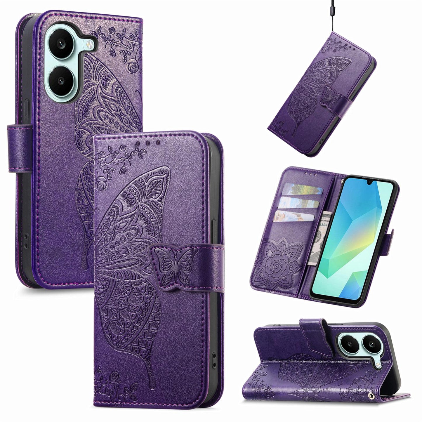 For Honor Play 80 Plus 5G Butterfly Love Flower Embossed Leather Phone Case(Purple)