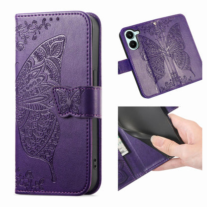 For Honor Play 80 Plus 5G Butterfly Love Flower Embossed Leather Phone Case(Purple)