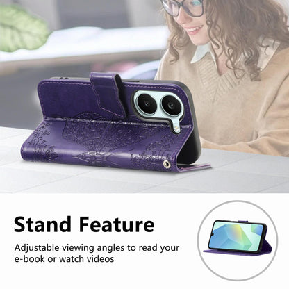 For Honor Play 80 Plus 5G Butterfly Love Flower Embossed Leather Phone Case(Purple)