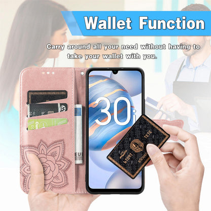 For Honor Play 80 Plus 5G Butterfly Love Flower Embossed Leather Phone Case(Black)