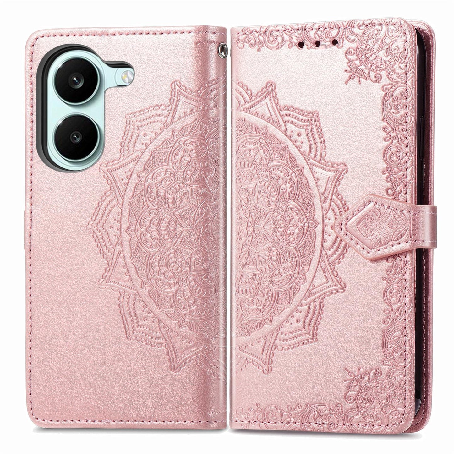 For Honor Play 80 Plus 5G Mandala Flower Embossed Leather Phone Case(Rose Gold)