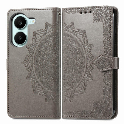 For Honor Play 80 Plus 5G Mandala Flower Embossed Leather Phone Case(Gray)