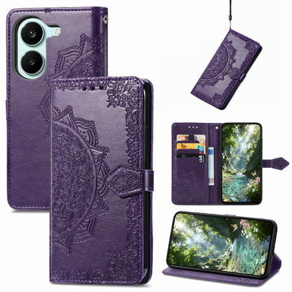 For Honor Play 80 Plus 5G Mandala Flower Embossed Leather Phone Case(Purple)