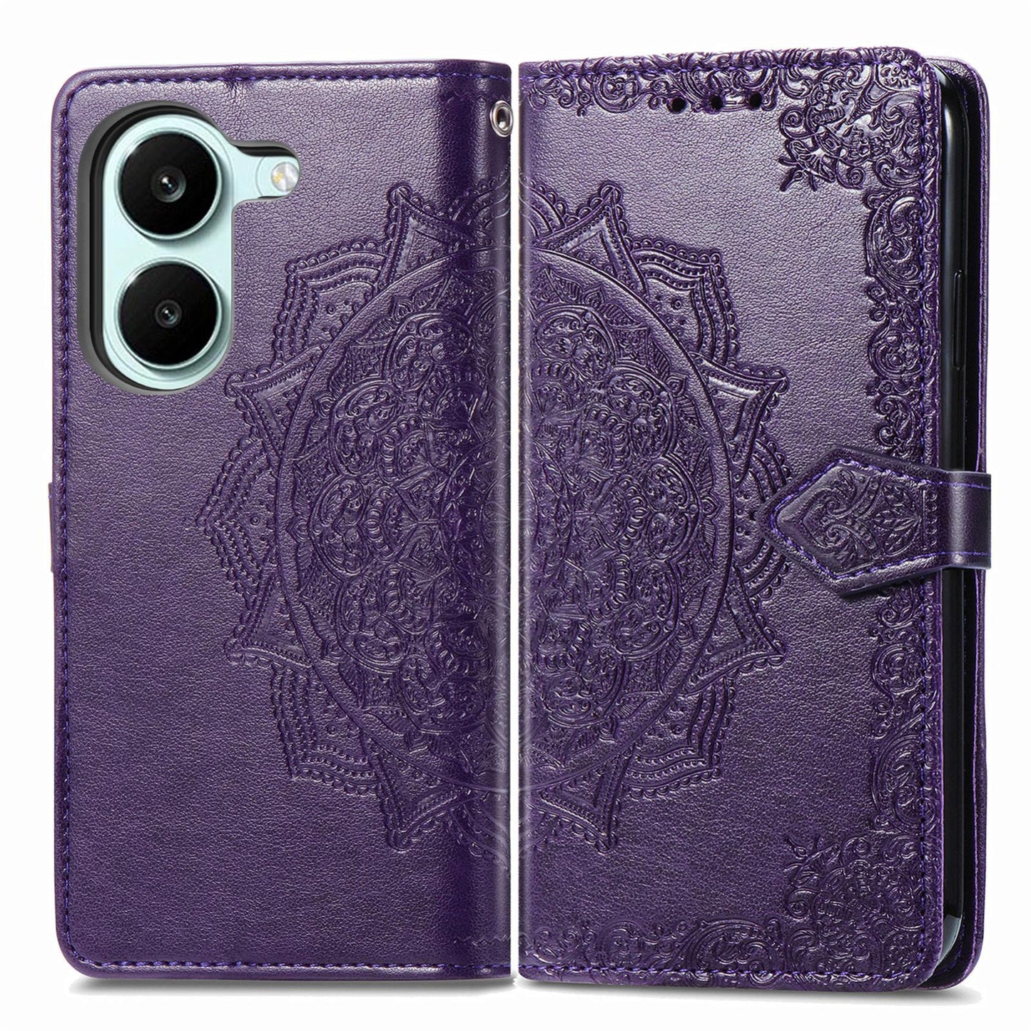 For Honor Play 80 Plus 5G Mandala Flower Embossed Leather Phone Case(Purple)