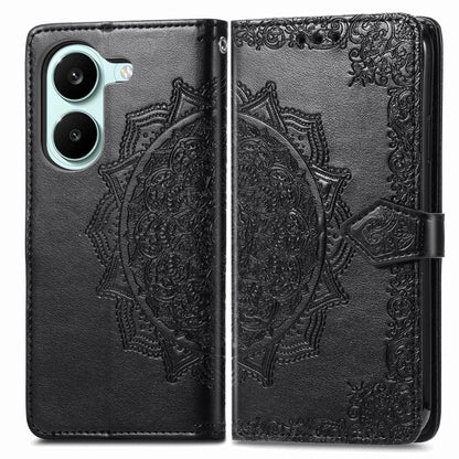 For Honor Play 80 Plus 5G Mandala Flower Embossed Leather Phone Case(Black)