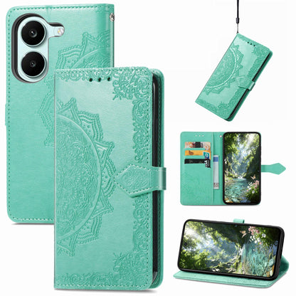 For Honor Play 80 Plus 5G Mandala Flower Embossed Leather Phone Case(Green)