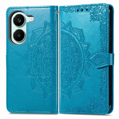 For Honor Play 80 Plus 5G Mandala Flower Embossed Leather Phone Case(Blue)