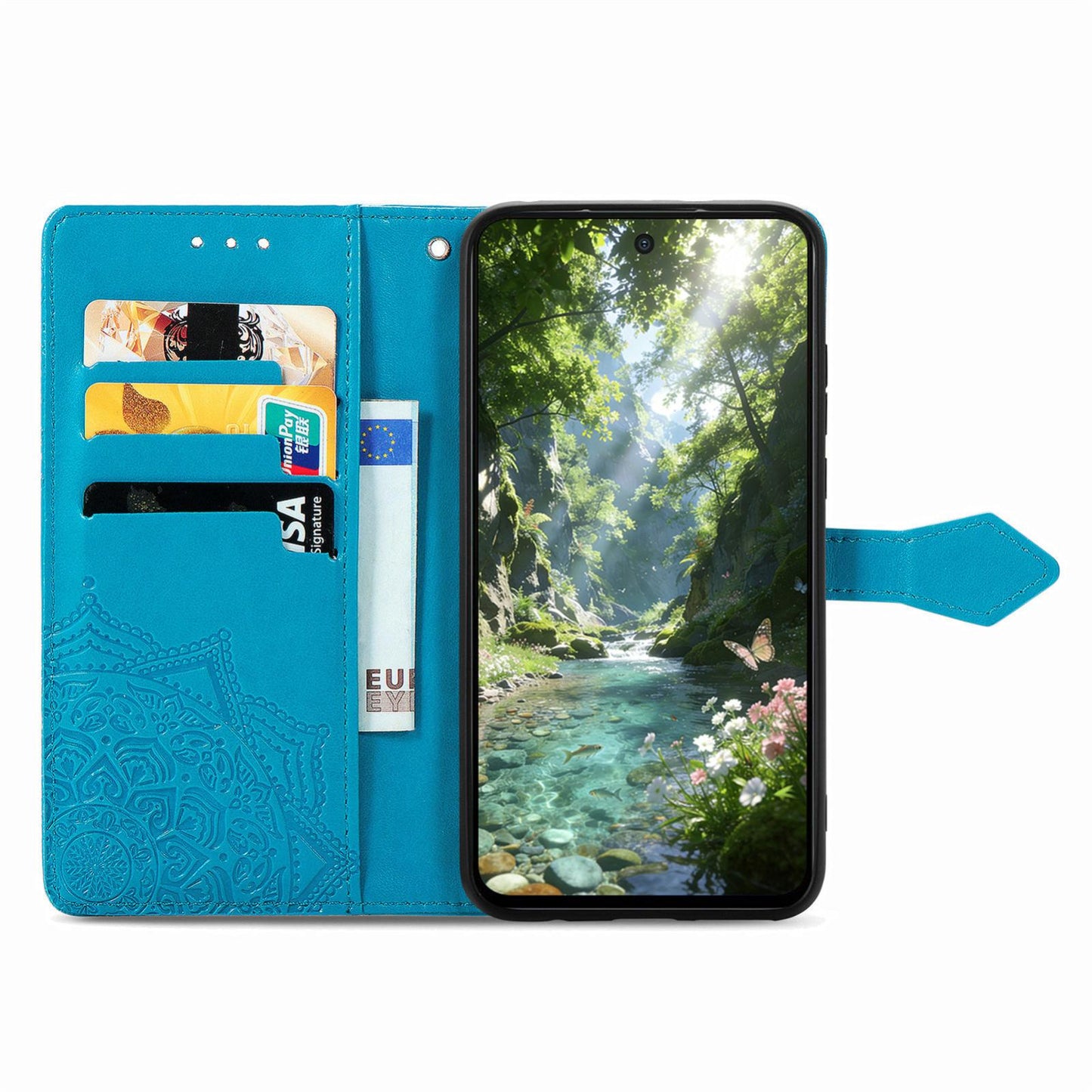 For Honor Play 80 Plus 5G Mandala Flower Embossed Leather Phone Case(Blue)