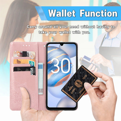 For Honor Play 80 Plus 5G Mandala Flower Embossed Leather Phone Case(Purple)