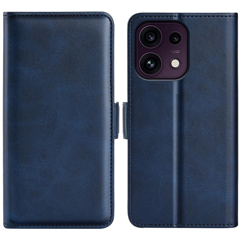 For OPPO Reno16 F / FS Dual-side Magnetic Buckle Horizontal Flip Leather Phone Case - Dark Blue - SYA002253030D
