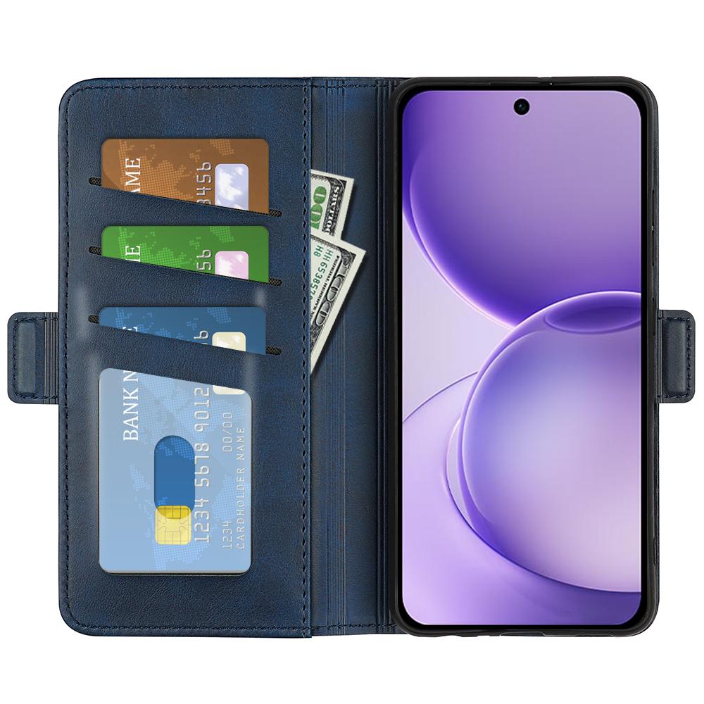 For OPPO Reno16 F / FS Dual-side Magnetic Buckle Horizontal Flip Leather Phone Case - Dark Blue - SYA002253030D