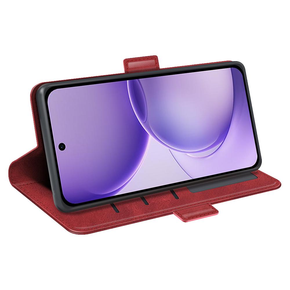 For OPPO Reno16 F / FS Dual-side Magnetic Buckle Horizontal Flip Leather Phone Case - Red - SYA002253030E