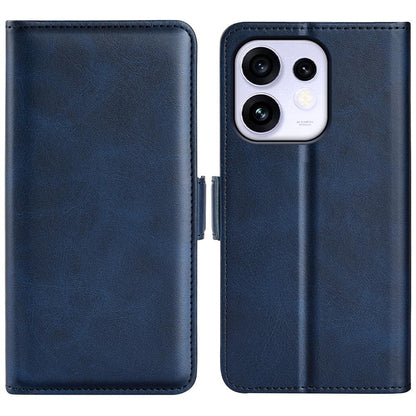 For OPPO Reno16 5G /16 Pro 5G Global Dual-side Magnetic Buckle Horizontal Flip Leather Phone Case - Dark Blue - SYA002253031D