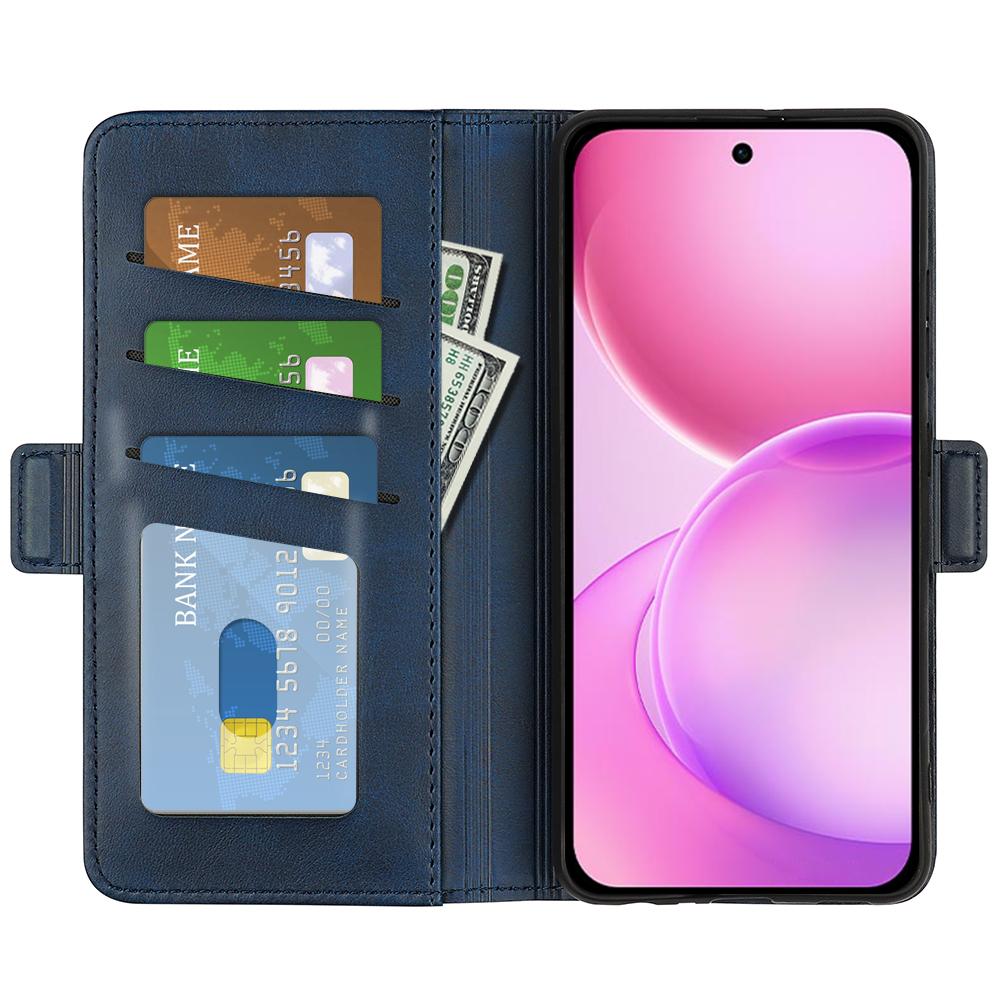 For OPPO Reno16 5G /16 Pro 5G Global Dual-side Magnetic Buckle Horizontal Flip Leather Phone Case - Dark Blue - SYA002253031D