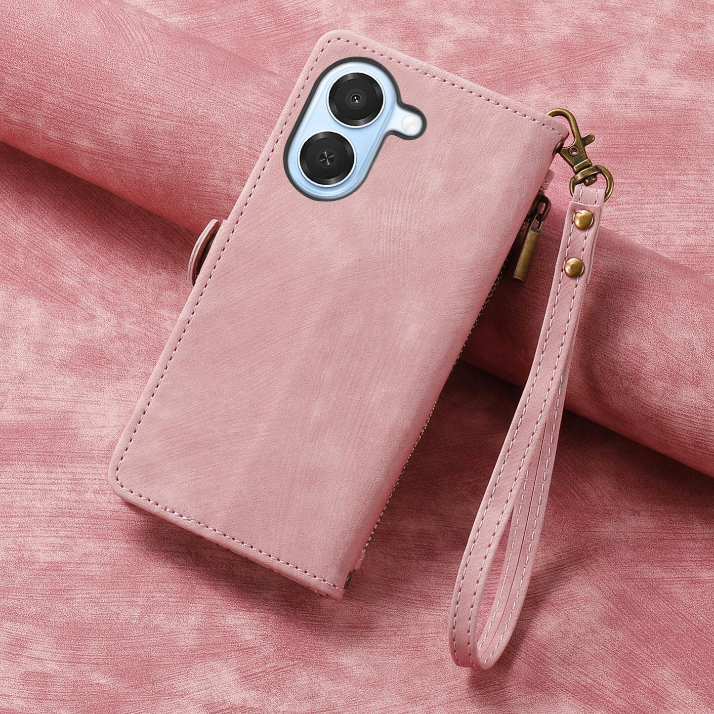 For Honor Play 80 Plus 5G Geometric Zipper Wallet Side Buckle Leather Phone Case(Pink)