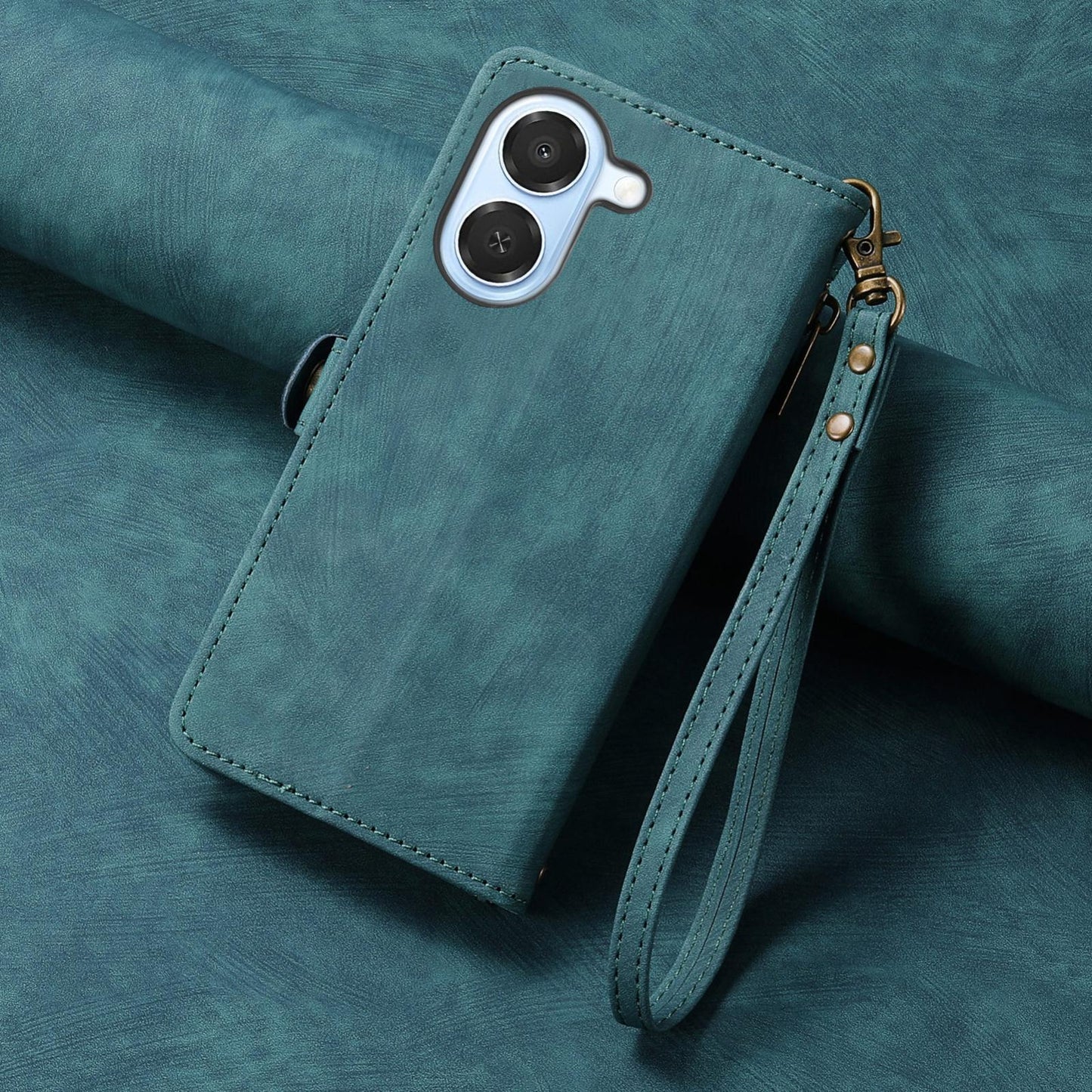 For Honor Play 80 Plus 5G Geometric Zipper Wallet Side Buckle Leather Phone Case(Green)