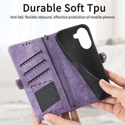 For Honor Play 80 Plus 5G Geometric Zipper Wallet Side Buckle Leather Phone Case(Purple)