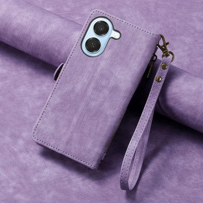 For Honor Play 80 Plus 5G Geometric Zipper Wallet Side Buckle Leather Phone Case(Purple)