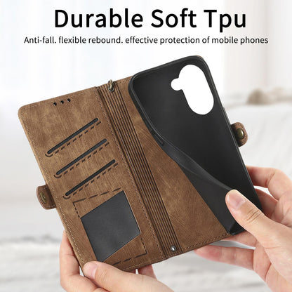 For Honor Play 80 Plus 5G Geometric Zipper Wallet Side Buckle Leather Phone Case(Brown)
