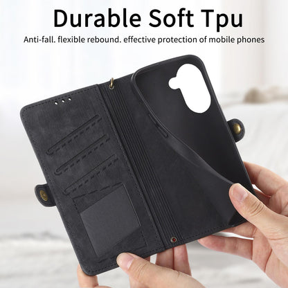 For Honor Play 80 Plus 5G Geometric Zipper Wallet Side Buckle Leather Phone Case(Black)