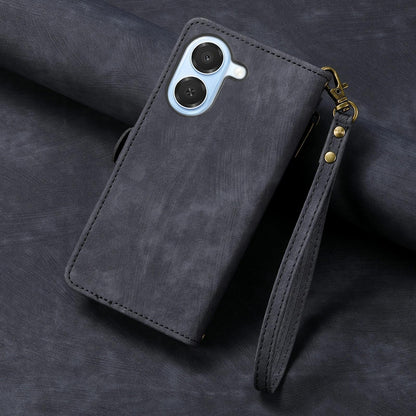 For Honor Play 80 Plus 5G Geometric Zipper Wallet Side Buckle Leather Phone Case(Black)