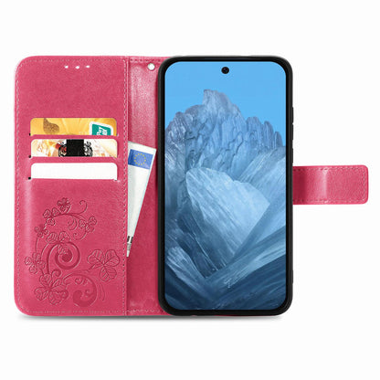 For Galaxy S26 FE 5G Four-leaf Clasp Embossed Buckle Leather Phone Case - Magenta - SYA002284010A