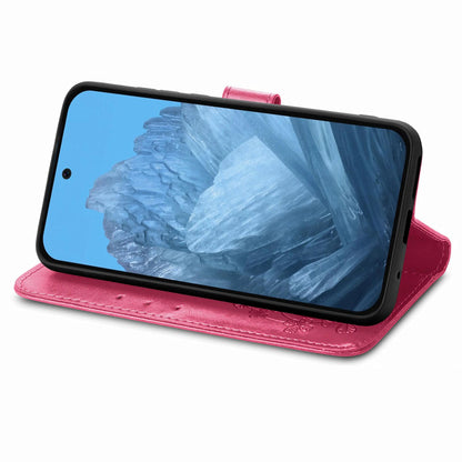 For Galaxy S26 FE 5G Four-leaf Clasp Embossed Buckle Leather Phone Case - Magenta - SYA002284010A