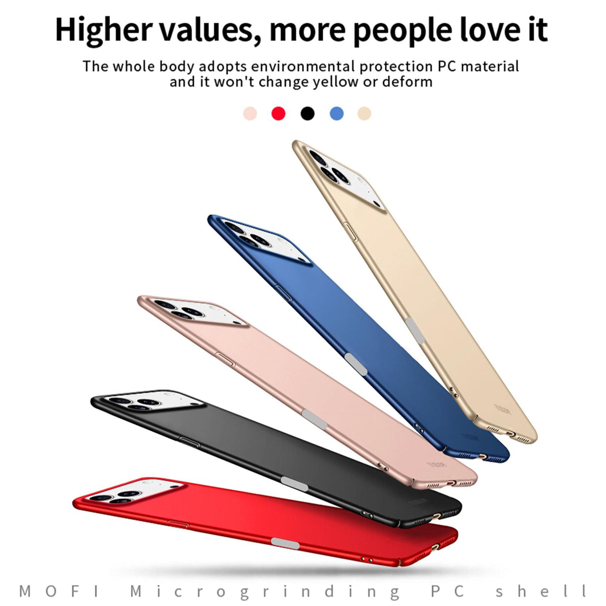 For iPhone 18 Pro Max MOFI Frosted PC Ultra-thin Hard Phone Case - Gold - SYA002286816D