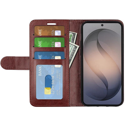 For Galaxy S26 FE 5G R64 Texture Horizontal Flip Leather Phone Case - Brown - SYA002302035D