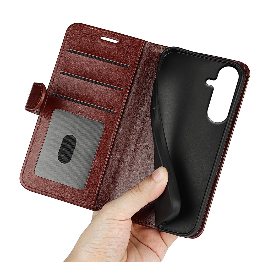 For Galaxy S26 FE 5G R64 Texture Horizontal Flip Leather Phone Case - Brown - SYA002302035D