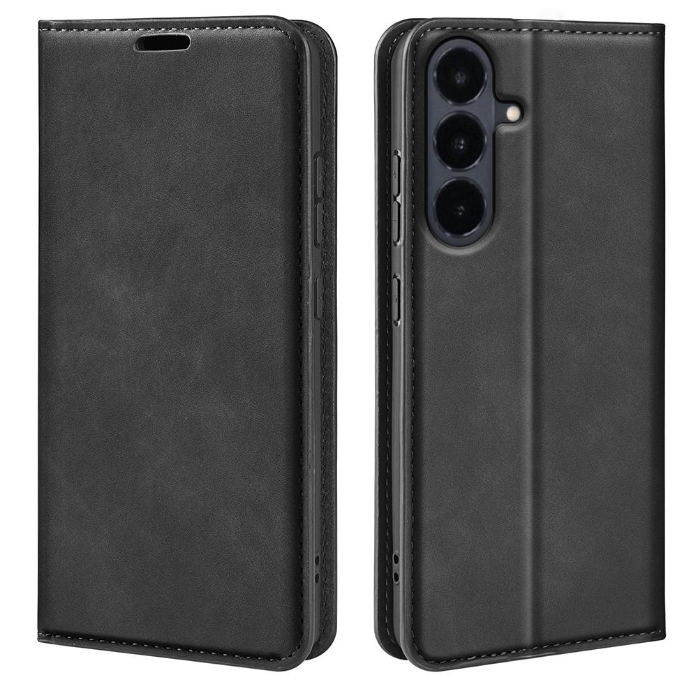 For Galaxy S26 FE  5G Retro-skin Magnetic Suction Leather Phone Case - Black - SYA002302934A