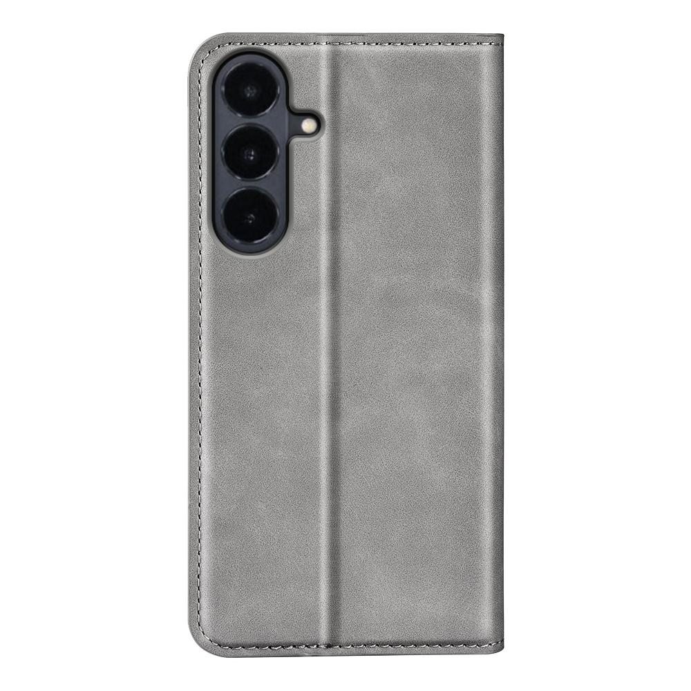 For Galaxy S26 FE  5G Retro-skin Magnetic Suction Leather Phone Case - Grey - SYA002302934B