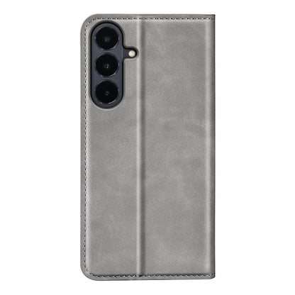For Galaxy S26 FE  5G Retro-skin Magnetic Suction Leather Phone Case - Grey - SYA002302934B
