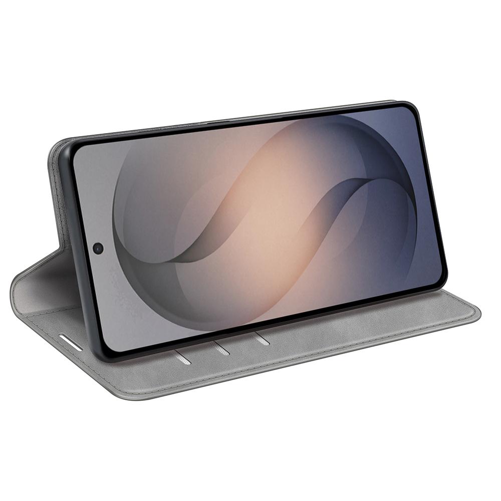 For Galaxy S26 FE  5G Retro-skin Magnetic Suction Leather Phone Case - Grey - SYA002302934B