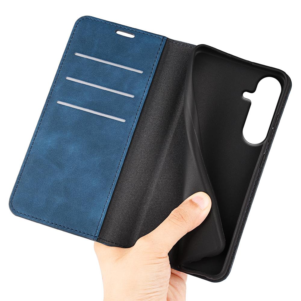For Galaxy S26 FE  5G Retro-skin Magnetic Suction Leather Phone Case - Dark Blue - SYA002302934C