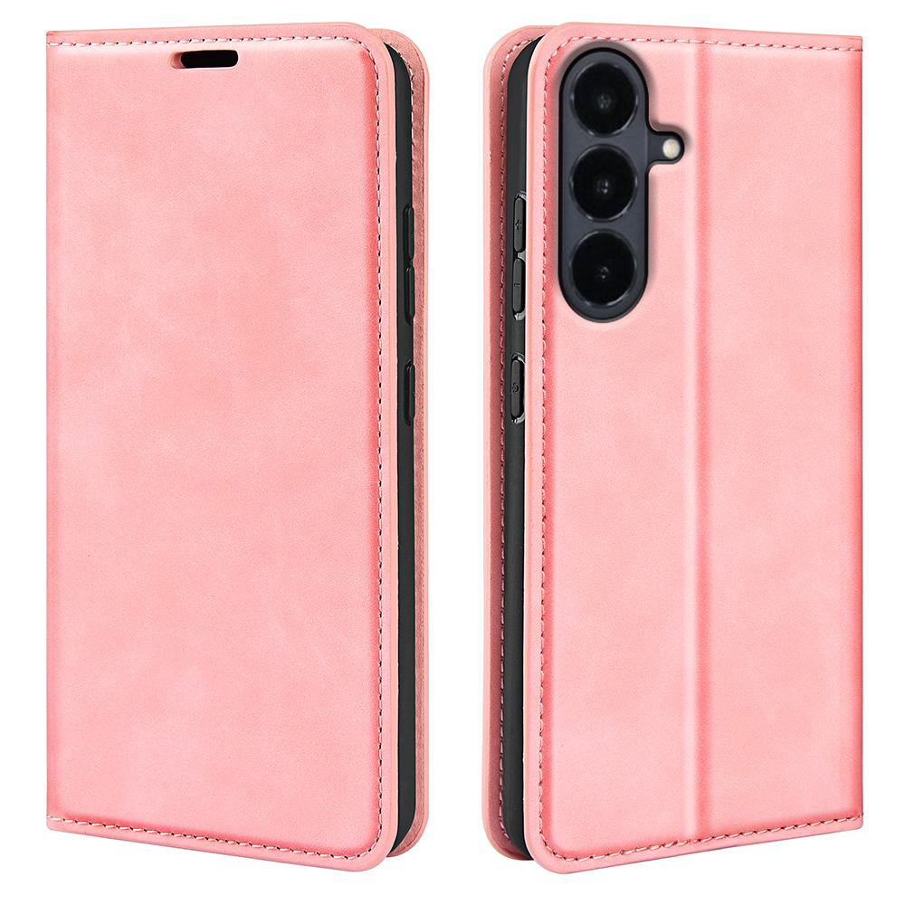 For Galaxy S26 FE  5G Retro-skin Magnetic Suction Leather Phone Case - Pink - SYA002302934D