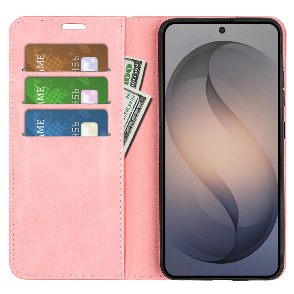 For Galaxy S26 FE  5G Retro-skin Magnetic Suction Leather Phone Case - Pink - SYA002302934D