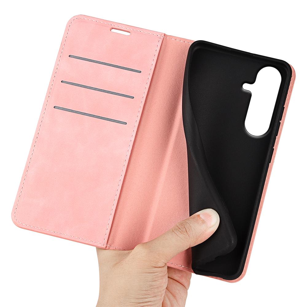 For Galaxy S26 FE  5G Retro-skin Magnetic Suction Leather Phone Case - Pink - SYA002302934D