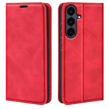For Galaxy S26 FE  5G Retro-skin Magnetic Suction Leather Phone Case - Red - SYA002302934E