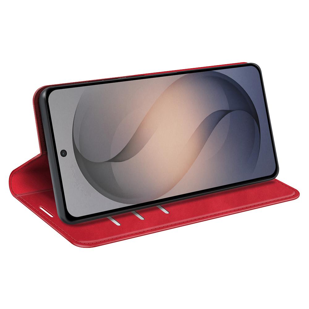 For Galaxy S26 FE  5G Retro-skin Magnetic Suction Leather Phone Case - Red - SYA002302934E