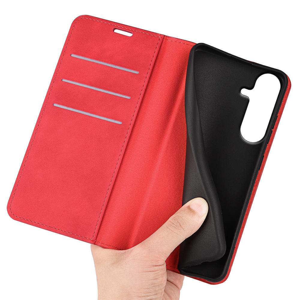 For Galaxy S26 FE  5G Retro-skin Magnetic Suction Leather Phone Case - Red - SYA002302934E